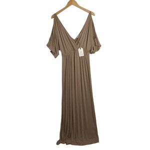 Cotton Chicks Maxi Dress Womens S Tan Pullover Country Bohemian Minimalist Flowy